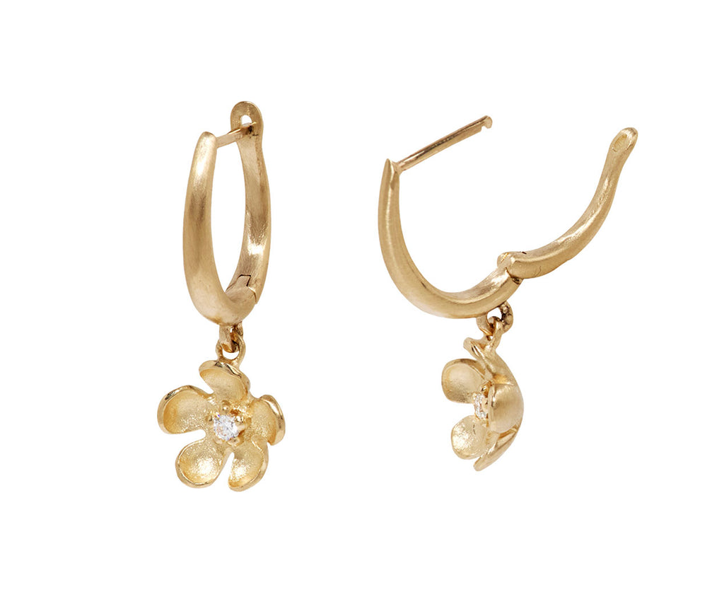 Graduated Huggie Flower Drop Earrings