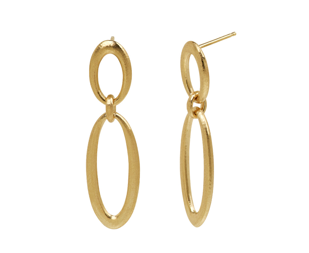 Oval Hewn Linked Earrings