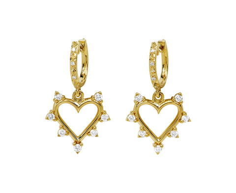 Diamond Open Heart Hoop Earrings