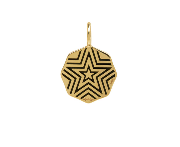 Marlo Laz Black Diamond and Enamel Mini Porte Bonheur Charm