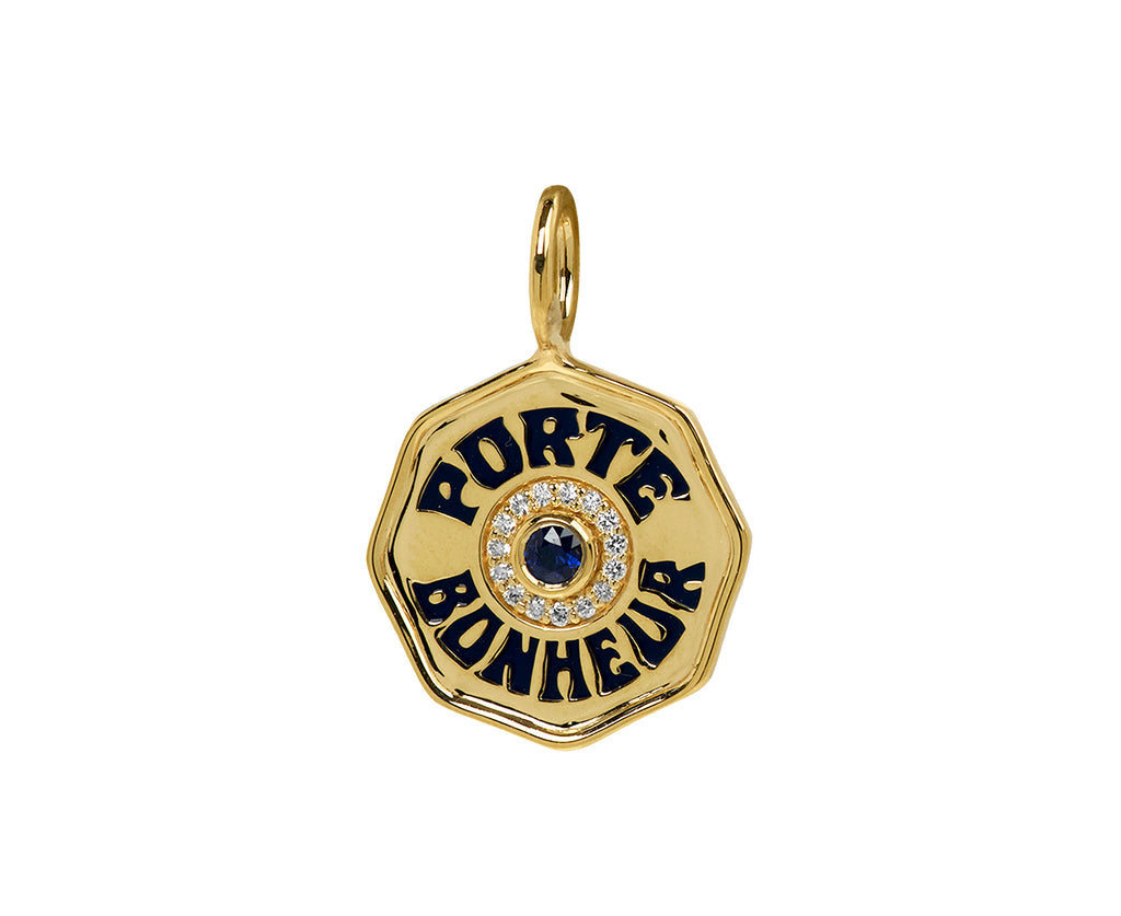 Blue Sapphire and Enamel Mini Porte Bonheur Charm Pendant ONLY