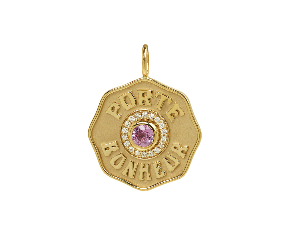 Pink Sapphire Large Porte Bonheur Charm Pendant ONLY