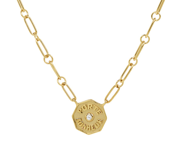 Marlo Laz Petite Porte Bonheur Diamond Multi Link Necklace