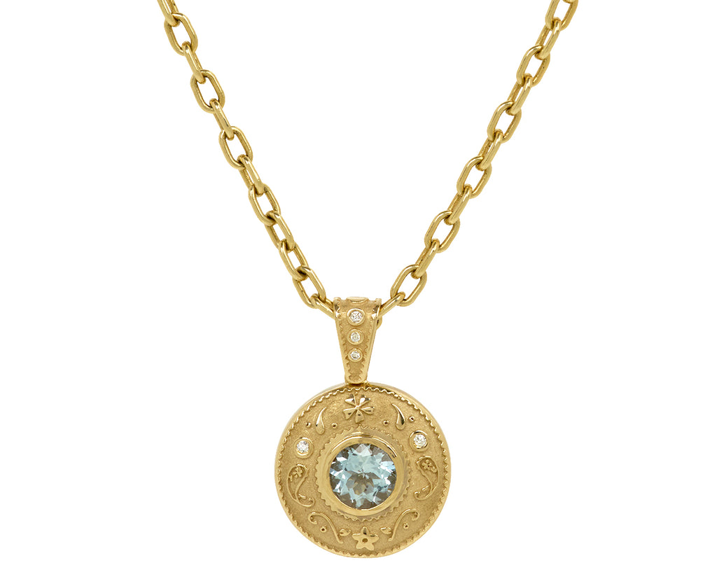 Round Southwestern Aquamarine Pendant Necklace