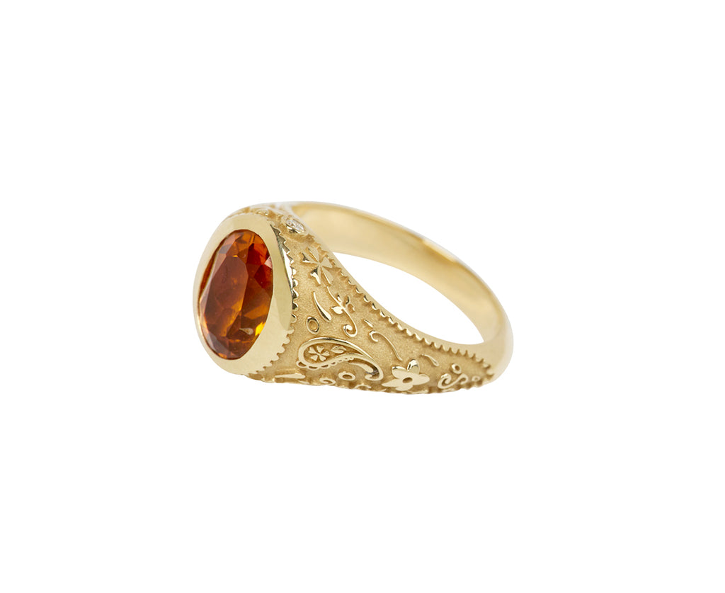 Citrine Southwestern Signet Ring