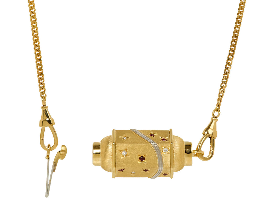 Gourmette Chain Milky Way Locket Necklace
