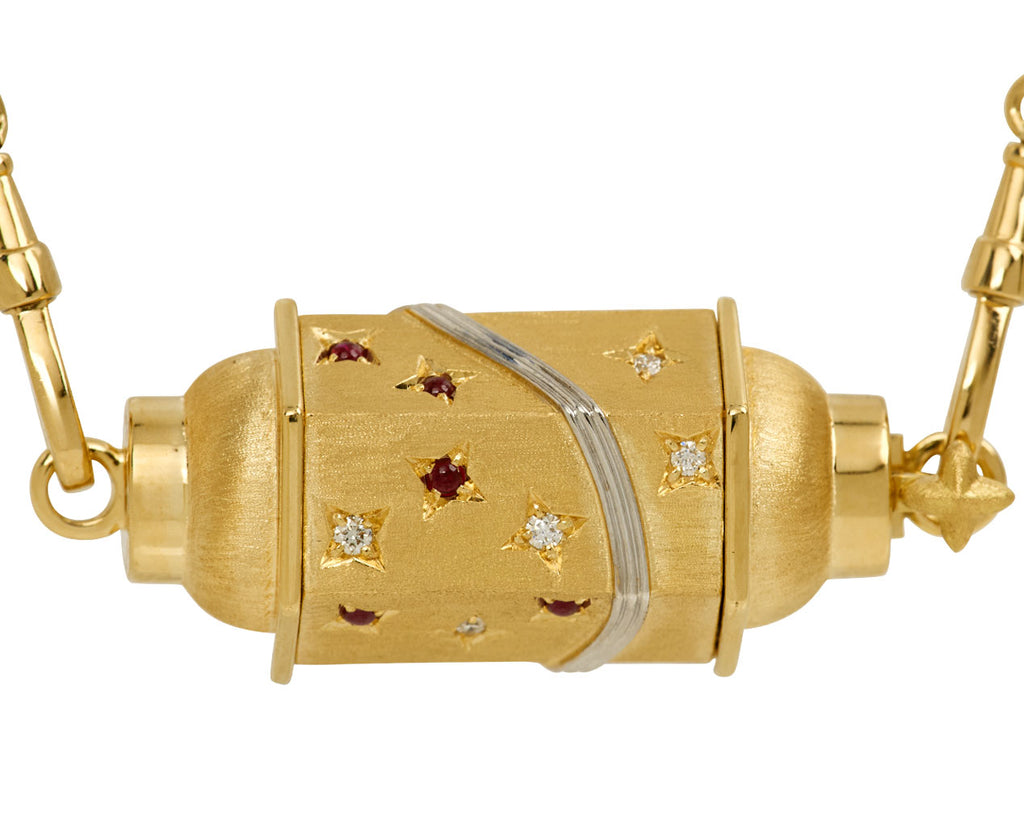 Gourmette Chain Milky Way Locket Necklace