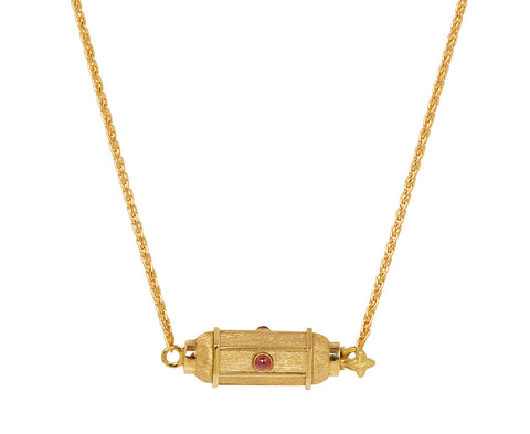 Short Ruby Micro Coco Locket Necklace