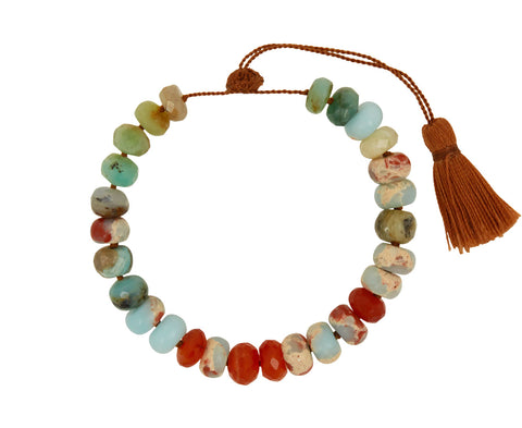 Lena Skadegard Opal, Carnelian, Quartz and Turquoise Beaded Bracelet