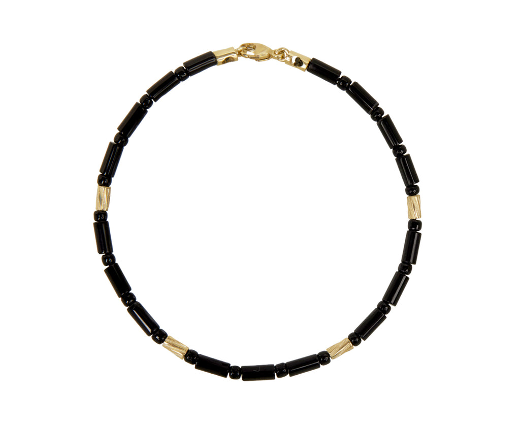 Luis Morais Black Agate and Gold Drill Bit Beaded Bracelet
