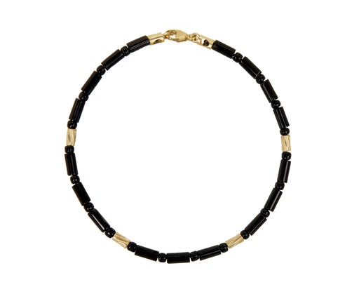 Luis Morais Black Agate and Gold Drill Bit Beaded Bracelet