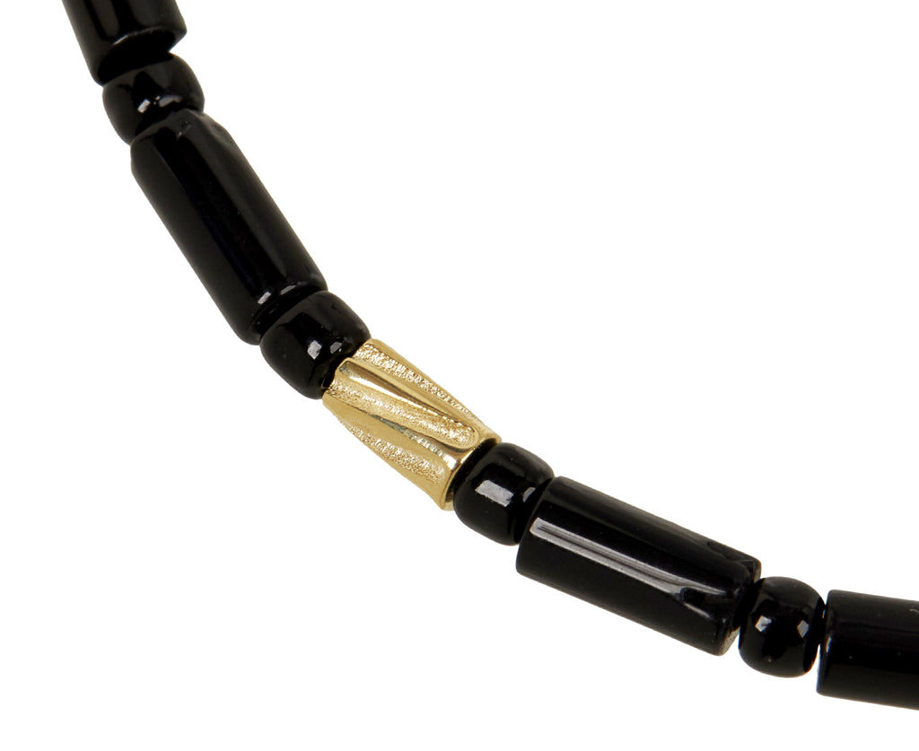 Luis Morais Black Agate and Gold Drill Bit Beaded Bracelet - Closeup