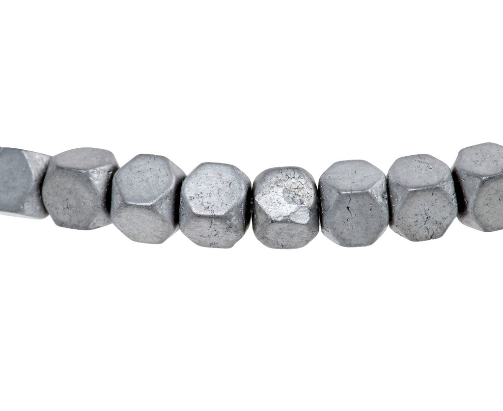 Luis Morais White Diamond Cube and Matte Hematite Beaded Bracelet - Closeup Beads