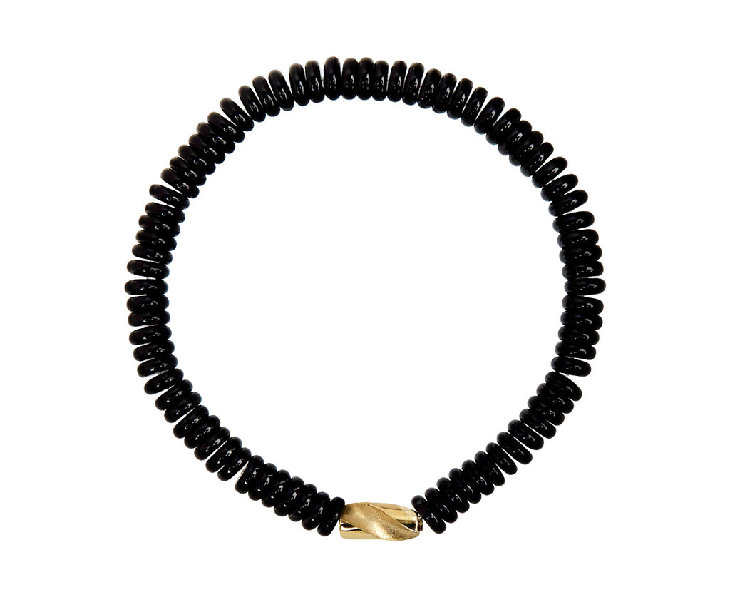 Luis Morais Black Onyx and Gold Drill Bit Beaded Bracelet