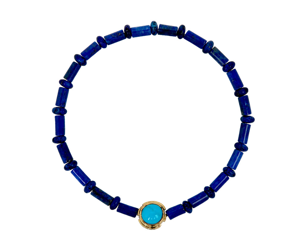 Luis Morais Beaded Lapis and Turquoise Collar Charm Bracelet - Turquoise Side