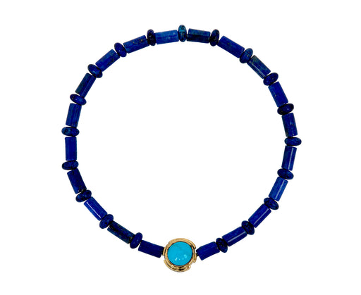 Luis Morais Beaded Lapis and Turquoise Collar Charm Bracelet - Turquoise Side
