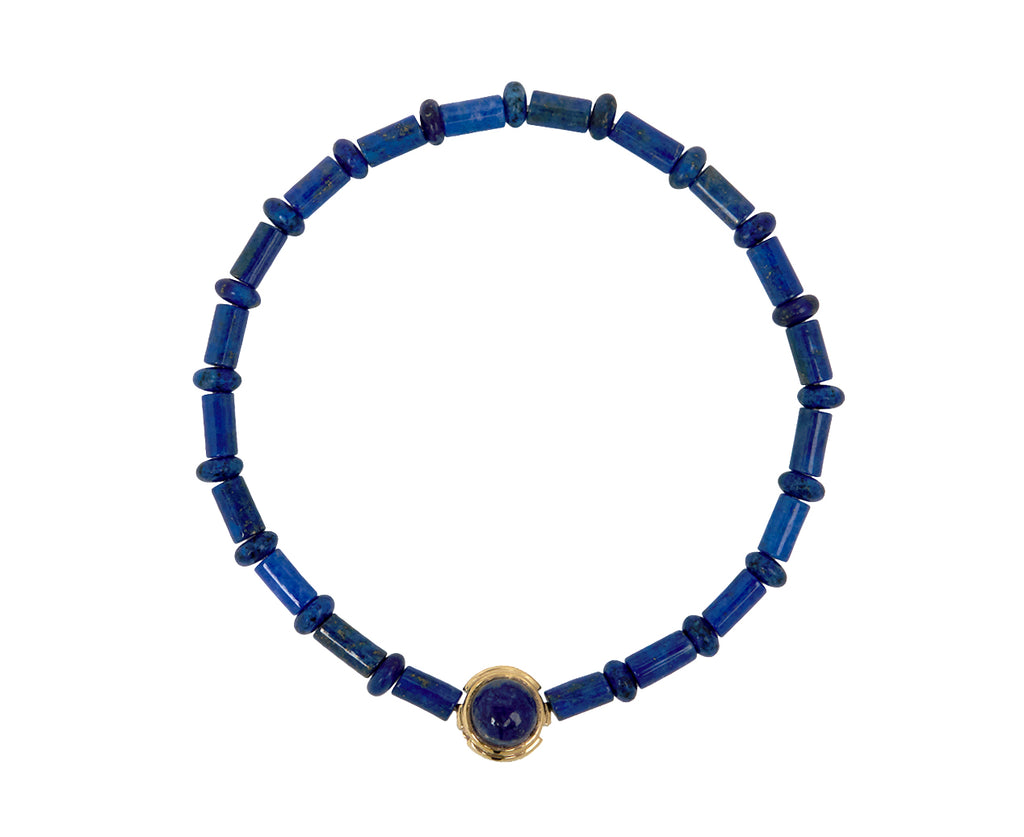 Luis Morais Beaded Lapis and Turquoise Collar Charm Bracelet - Lapis Side