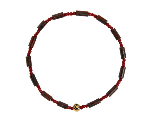 Luis Morais Bullseye Bead and Red Jasper Beaded Bracelet