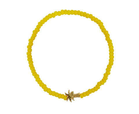 Luis Morais Gold Palm Tree and Glass Beaded Bracelet