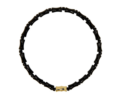 Luis Morais Black Onyx and Gold Bamboo Beaded Bracelet
