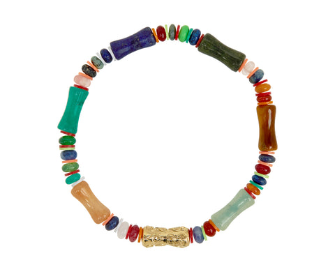 Luis Morais Mixed Gemstone and Gold Beaded Bracelet