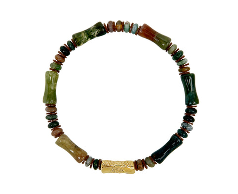 Luis Morais Indian Agate and Gold Beaded Bracelet