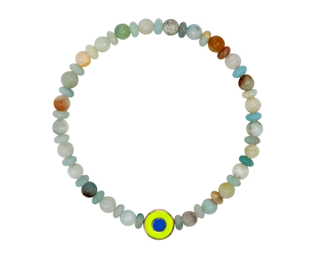 Luis Morais Enamel Evil Eye Disk on Beaded Bracelet