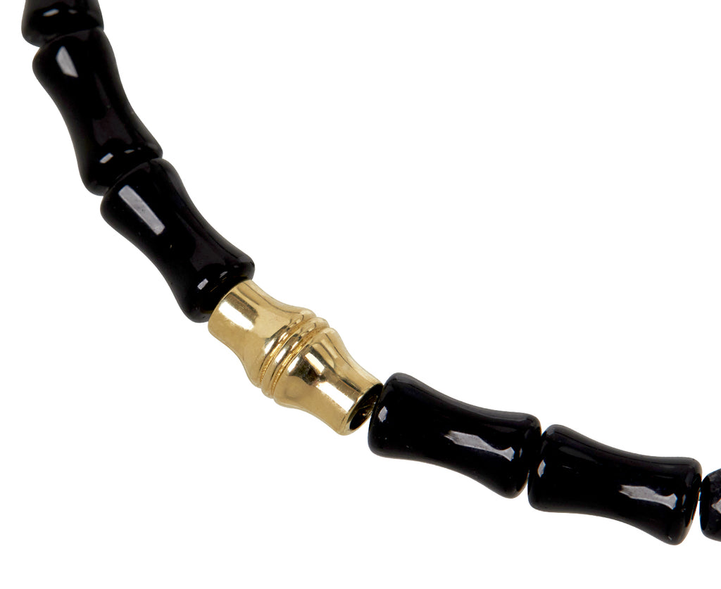 Luis Morais Black Glass Beaded Bracelet - Closeup