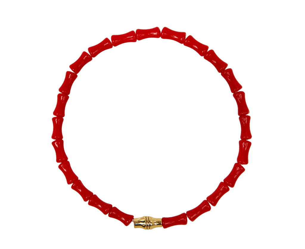 Luis Morais Red Glass Beaded Bracelet