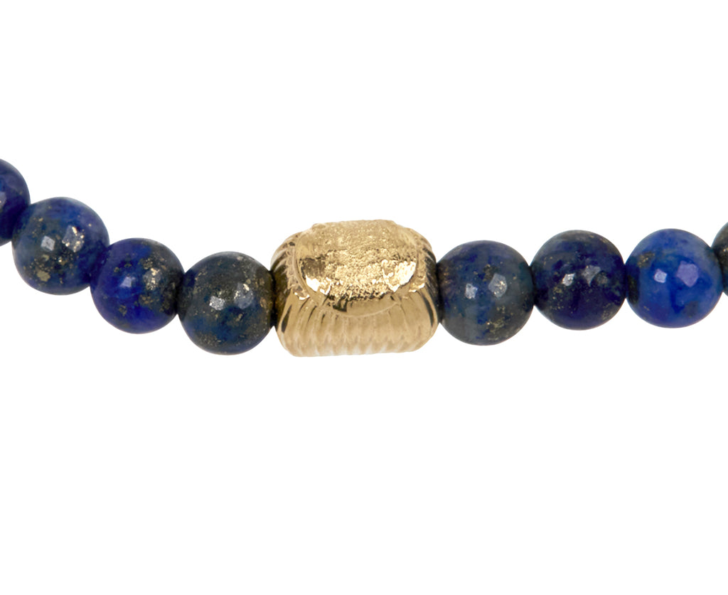 Luis Morais Lapis and Gold Baseball Ingot Beaded Bracelet - Closeup
