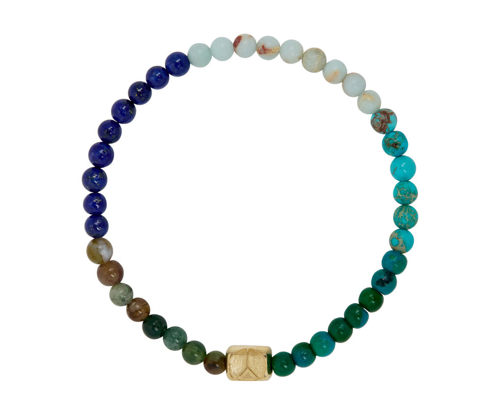 Luis Morais Peace Sign Ingot and Multi Gemstone Beaded Bracelet