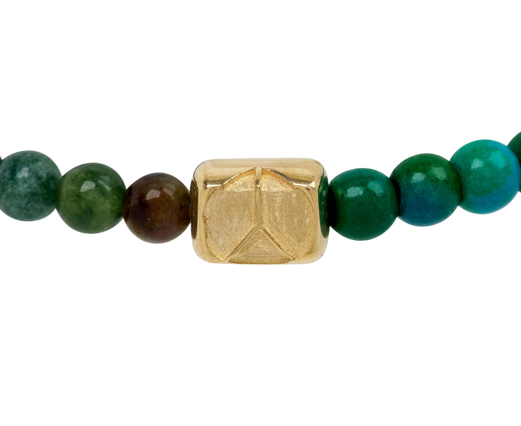 Luis Morais Peace Sign Ingot and Multi Gemstone Beaded Bracelet - Ingot Bead Closeup