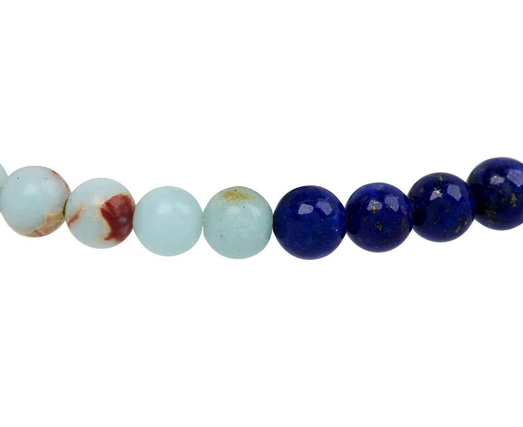 Luis Morais Peace Sign Ingot and Multi Gemstone Beaded Bracelet - Closeup Gemstone Beads