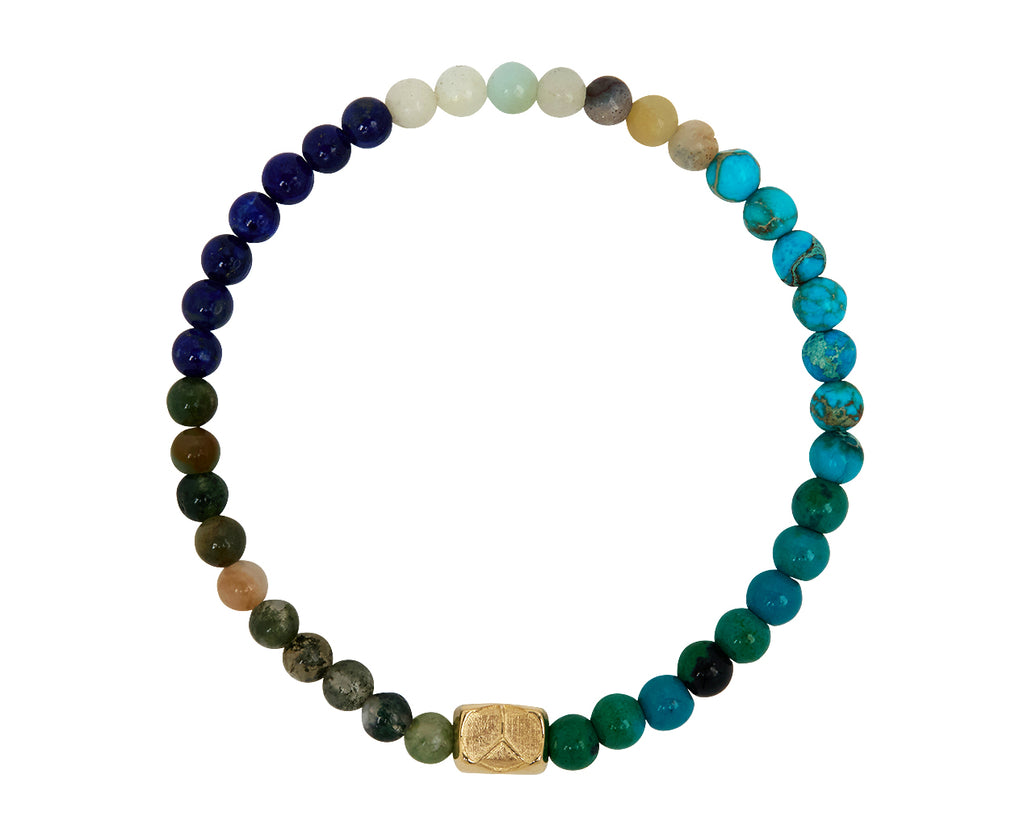 Luis Morais Peace Sign Ingot and Multi Gemstone Beaded Bracelet