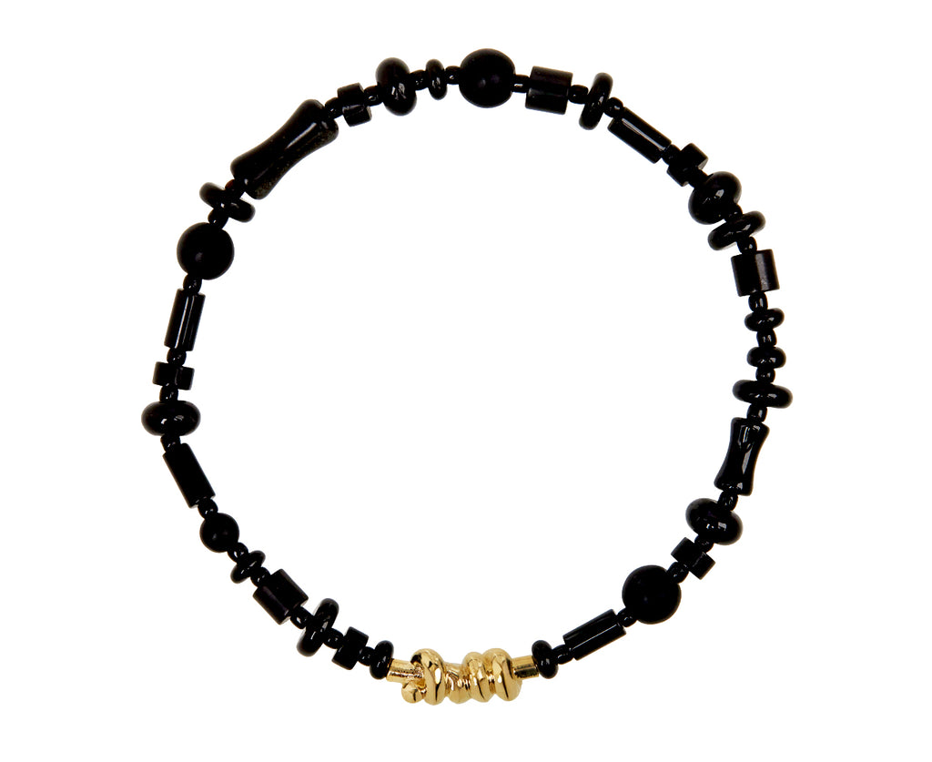 Luis Morais Black Agate and Glass Bead Bracelet