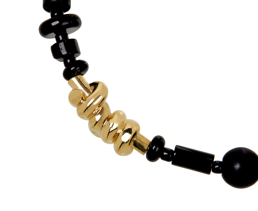 Luis Morais Black Agate and Glass Bead Bracelet - Closeup