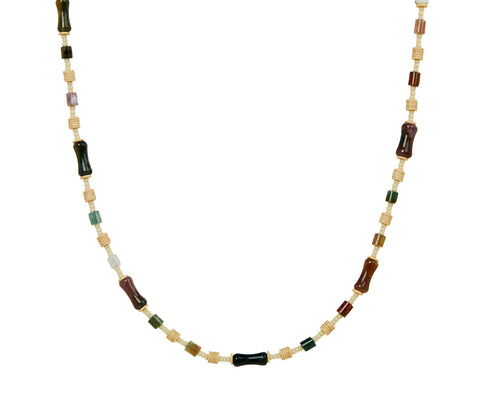 Luis Morais Indian Agate, Glass and Vinyl Beaded Necklace