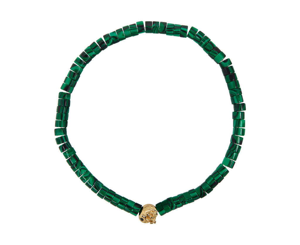 Luis Morais Malachite and Gold Skull Beaded Bracelet
