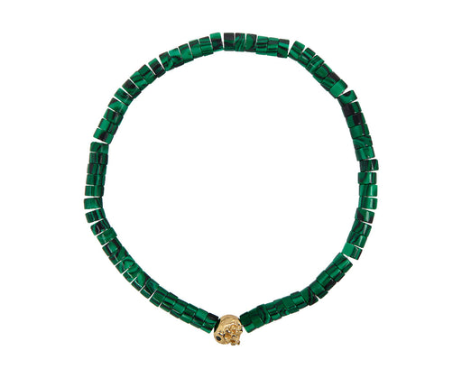 Luis Morais Malachite and Gold Skull Beaded Bracelet