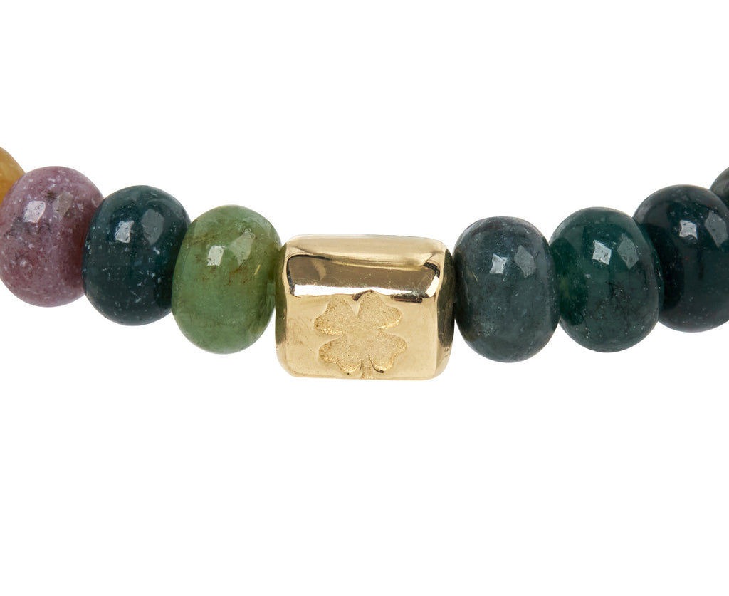 Luis Morais Clover Ingot and Indian Agate Beaded Bracelet - Closeup