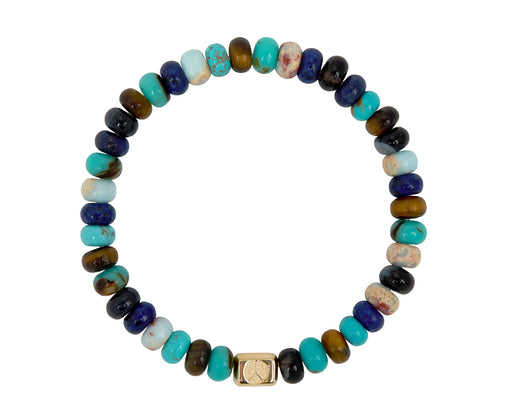 Luis Morais Peace Sign Ingot and Multi Gemstone Beaded Bracelet