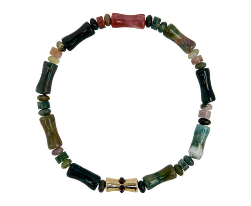 Luis Morais Indian Agate and Gold Beaded Bracelet