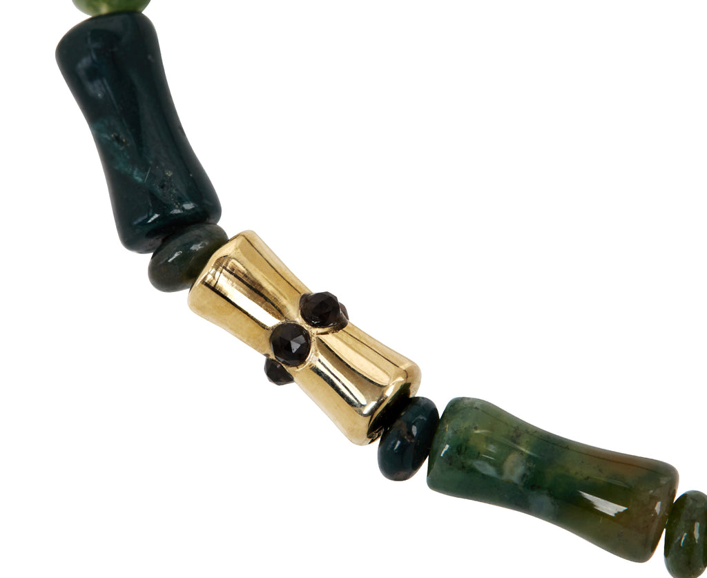 Luis Morais Indian Agate and Gold Beaded Bracelet - Closeup