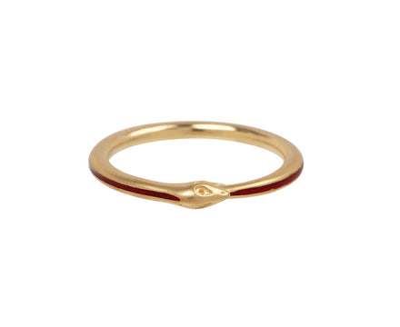 Red Striped Ouroboros Snake Ring