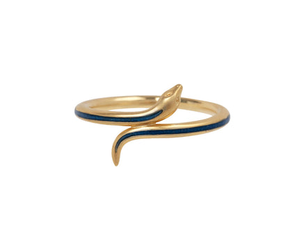 Thin Blue Striped Snake Ring