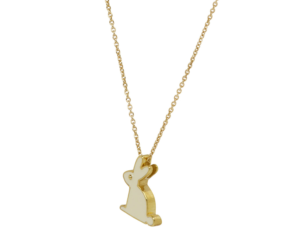 Aliita Coconut Enamel Bunny Pendant Necklace - Angled View
