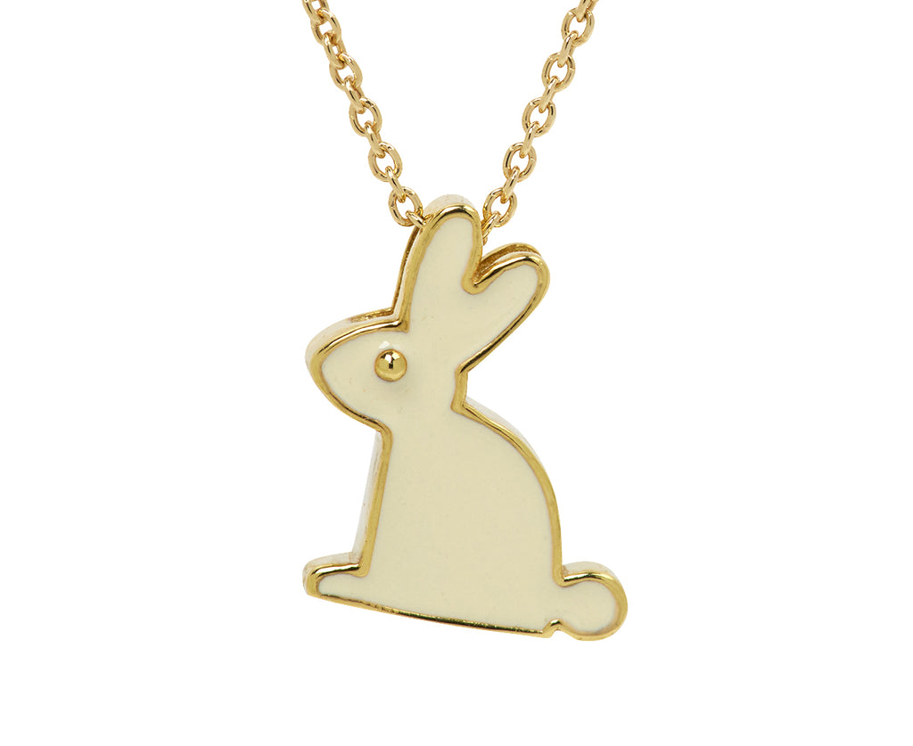 Aliita Coconut Enamel Bunny Pendant Necklace - Closeup