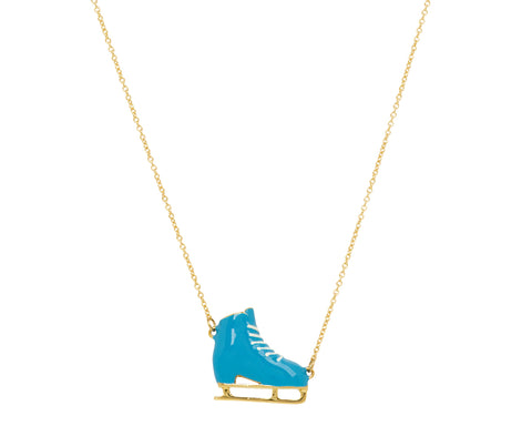 Aliita Blue Ice Skate Pendant Necklace