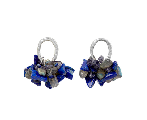 Disa Allsopp Labradorite, Lapis and Amethyst Cluster Earrings
