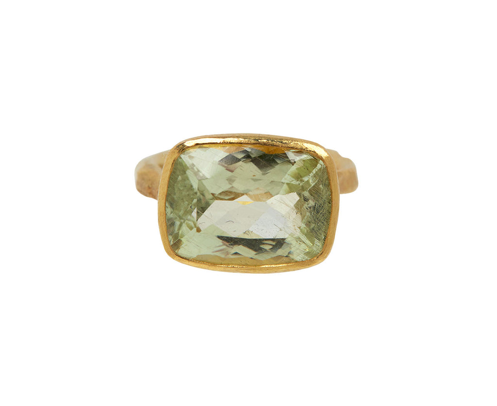 Cushion Cut Yellow Tourmaline Ring
